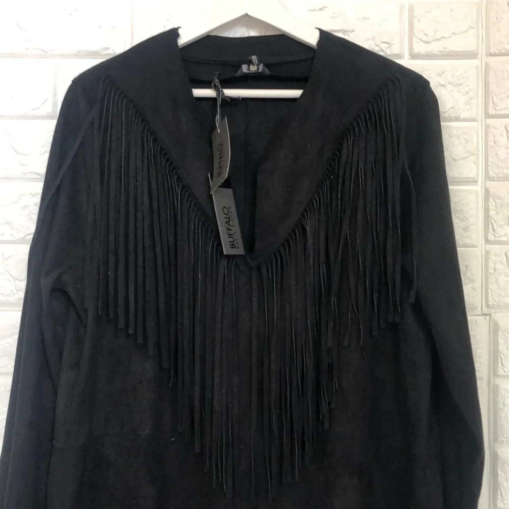 Elegant Black Fringe Dress - Picture 3 of 6
